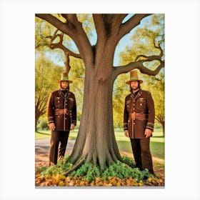 Two Men Standing Under A Tree 2 Canvas Print