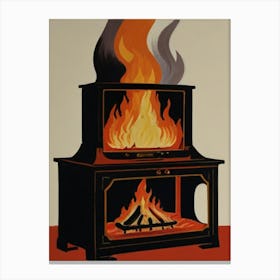 Fire In The Fireplace Canvas Print