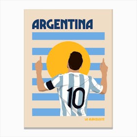 Argentina World Cup Football Retro Illustration Canvas Print