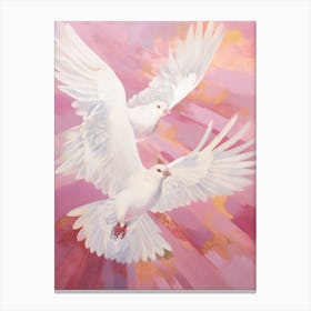 Pink Ethereal Bird Painting Pigeon 1 Canvas Print
