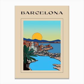Minimal Design Style Of Barcelona, Spain 4 Poster Canvas Print