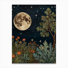 Moonlight In The Garden Style William Morris 1 Art Print 3 Canvas Print