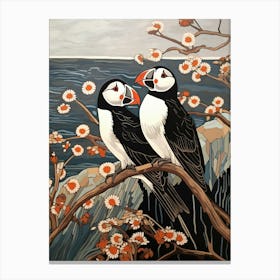 Art Nouveau Birds Poster Puffin Canvas Print