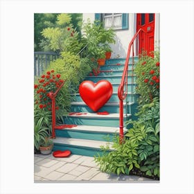 Colorful Stairway With Heart (1) Canvas Print