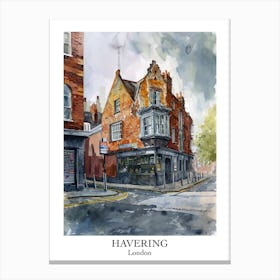 Havering London Borough   Street Watercolour 5 Poster Canvas Print