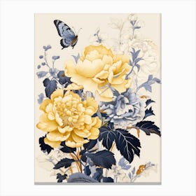 Peony And Butterfly Canvas Print