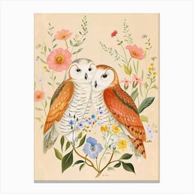Folksy Floral Animal Drawing Owl 2 Canvas Print