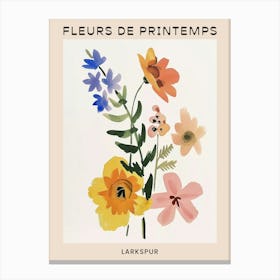 Spring Floral French Poster  Larkspur 1 Canvas Print