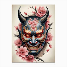 Floral Irezumi The Traditional Japanese Tattoo Hannya Mask (6) Canvas Print