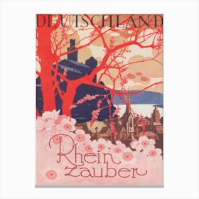 Rhine River, Germany, Vintage Travel Poster Canvas Print