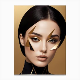Geometric Woman Portrait Luxury Gold (14) Canvas Print
