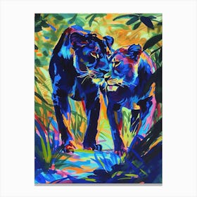 Black Lion Mating Rituals Fauvist Painting 3 Canvas Print