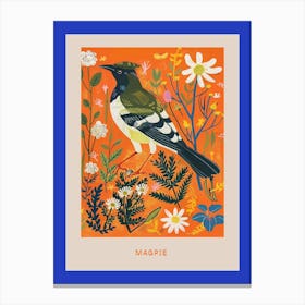 Spring Birds Poster Magpie 2 Canvas Print