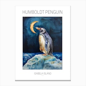 Humboldt Penguin Isabela Island Watercolour Painting 2 Poster Canvas Print