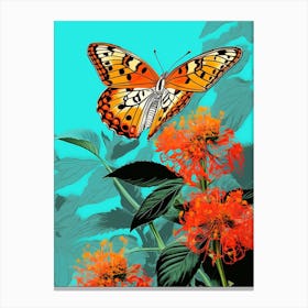 Pop Art Silver Washed Fritillary Butterfly 1 Canvas Print