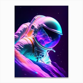Astronaut Floating In Space Holographic Illustration 1 Canvas Print