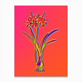 Neon Guernsey Lily Botanical in Hot Pink and Electric Blue n.0048 Canvas Print