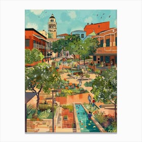 Storybook Illustration Red River Cultural District Austin Texas 4 Canvas Print