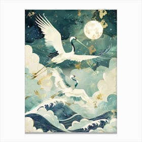 White Cranes In The Sky Canvas Print