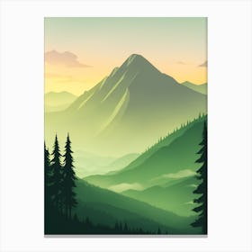 Misty Mountains Vertical Background In Green Tone 9 Canvas Print