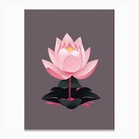 A Pink Lotus In Minimalist Style Vertical Composition 88 Canvas Print