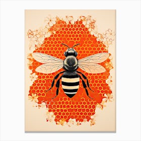 Bee, Woodblock Animal Drawing 3 Canvas Print