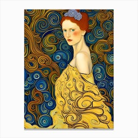 Artistic Symphony Yellow Lady Daffodil By Klimt And Van Gogh Canvas Print