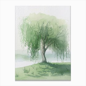 Willow Tree Atmospheric Watercolour Painting 4 Canvas Print