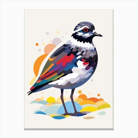 Colourful Geometric Bird Grey Plover 2 Canvas Print