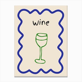 Wine Doodle Poster Blue & Green Canvas Print