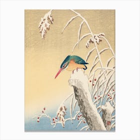 Kingfisher in the Snow (ca. 1925–1936), Ohara Koson Canvas Print