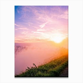 A Watercolor Creation Rich With Springs Flush Of Colors Backlit By The Glow Of The Summer Sunset (6) Canvas Print