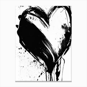 Abstract Heart Symbol Black And White Painting Canvas Print