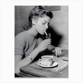 Lauren Bacall Smoking Canvas Print