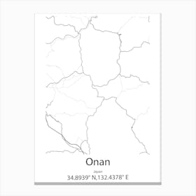 Onan,Japan Minimalist Map Lienzos