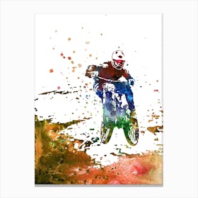 Watercolor Mountain Biker Mountain Biking 1 Canvas Print