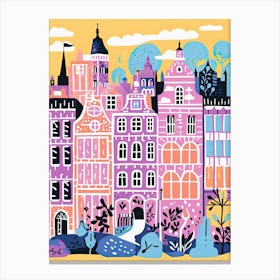 Copenhagen In Risograph Style 1 Canvas Print