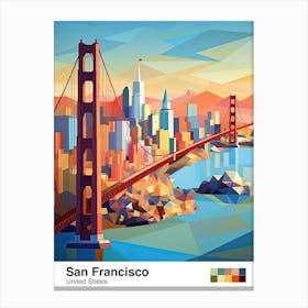 San Francisco, Usa, Geometric Illustration 4 Poster Canvas Print