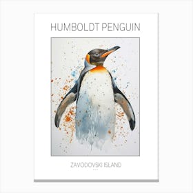 Humboldt Penguin Zavodovski Island Watercolour Painting 7 Poster Canvas Print