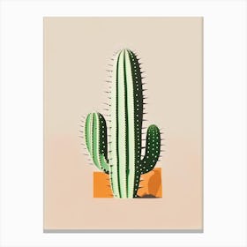 Nopal Cactus Retro Minimal Canvas Print