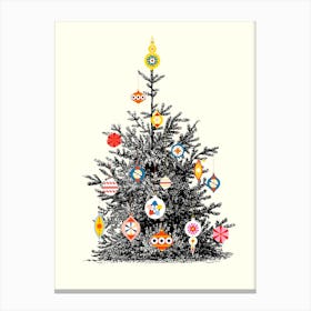 Retro Decorated Christmas Tree Canvas Print
