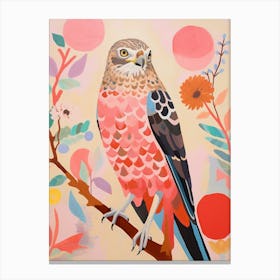Pink Scandi Red Tailed Hawk 3 Canvas Print