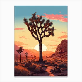  Retro Illustration Of A Joshua Tree At Dusk 6 Canvas Print