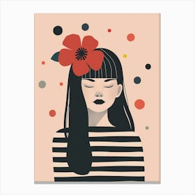 Asian Girl With Flower 1 Canvas Print