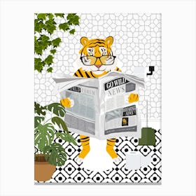 Tiger On Toilet Black And White Toile