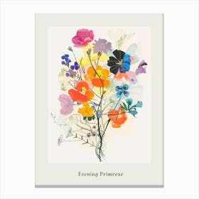 Evening Primrose 2 Collage Flower Bouquet Poster Canvas Print