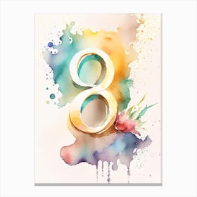 8, Number, Education Storybook Watercolour 3 Canvas Print