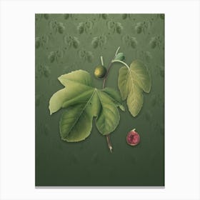 Vintage Briansole Figs Botanical on Lunar Green Pattern Canvas Print