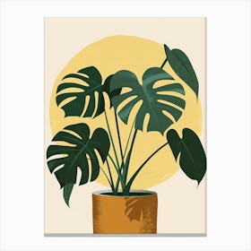 Swiss Cheese Plant Minimalist Illustration 4 Canvas Print