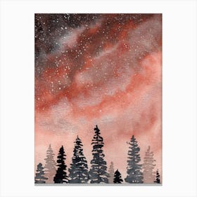 Night Sky Watercolor Painting Canvas Print